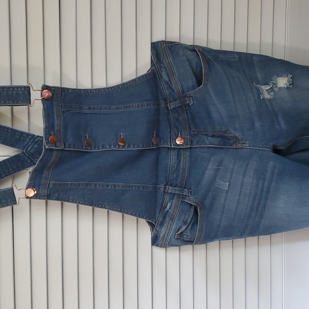 Denim Overalls W/ Rose Gold Hardware. - Picture 4 of 10